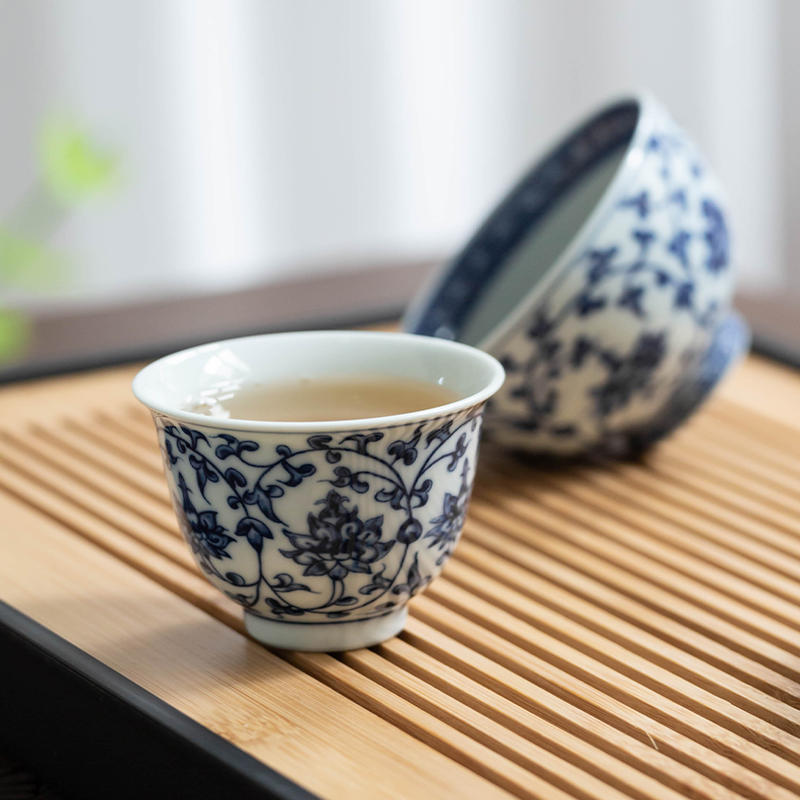 Office Blue And White Porcelain Tea Cup Kung Fu