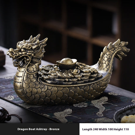 Chinesische kreative Drachenboot -Aschenbecher mit Deckel verhindern Flugasche