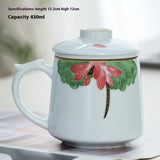 White Porcelain Celadon Household Hand-painted Filtered Tea Cup With Lid