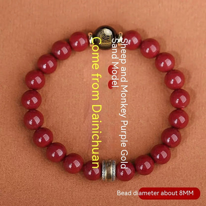 Cinnabar Bracelet Men's Purple Gold Sand Benming Buddha Bracelet