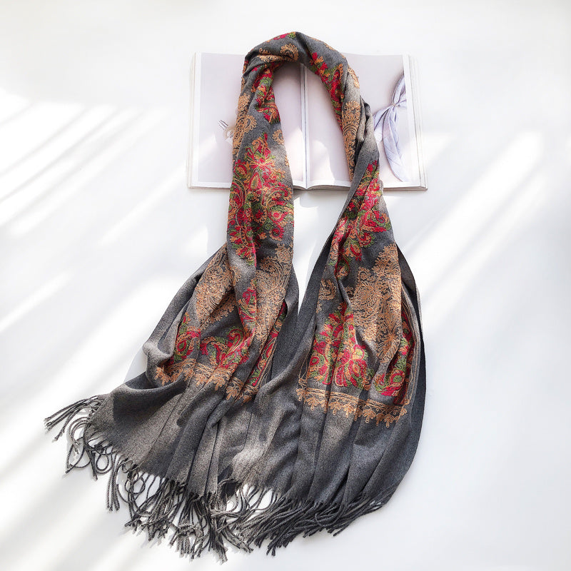 Vintage Ethnic Style Ladies Embroidered Scarf Shawl-5