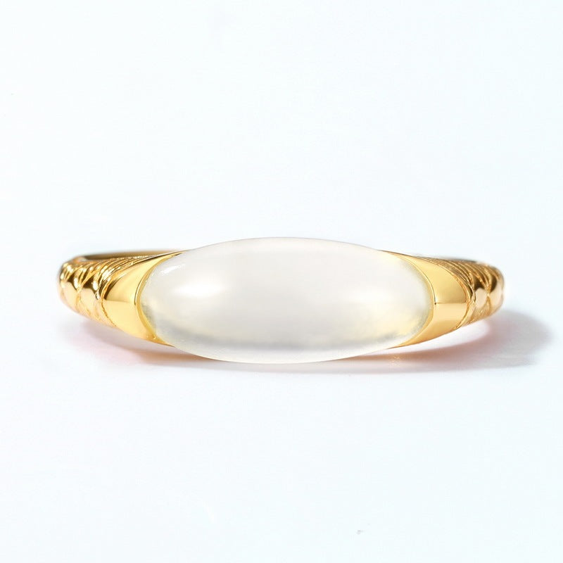 Women's Minority Fashion Natural Serpentine Jade Ring