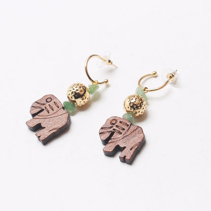 Fashion Creative Elephant Earrings Wood Earrings