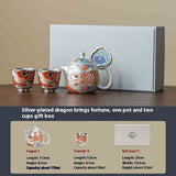 Vergoldet Silberleichte Teekanne Gold Asian Arowana Silver Tea Set