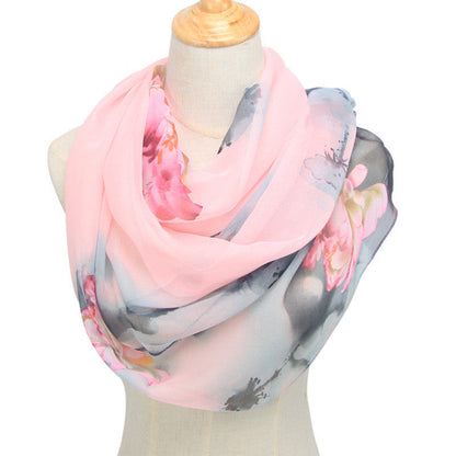 Spring and Summer Sunscreen Bright Color Printed Thin Scarf Shawl-7