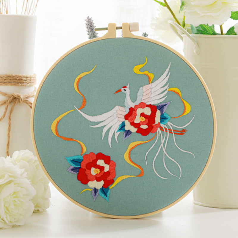 Chinese Style Flower and Bird Pattern Handmade Embroidery Material Kit-9