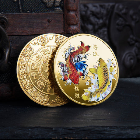 KOI -KOI -KOI -Gedenkdruck von Gold- und Silbermünzen im chinesischen Stil