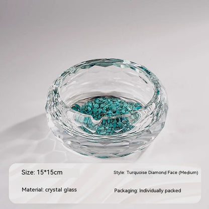 High-grade Turquoise Crystal Glass Ashtray