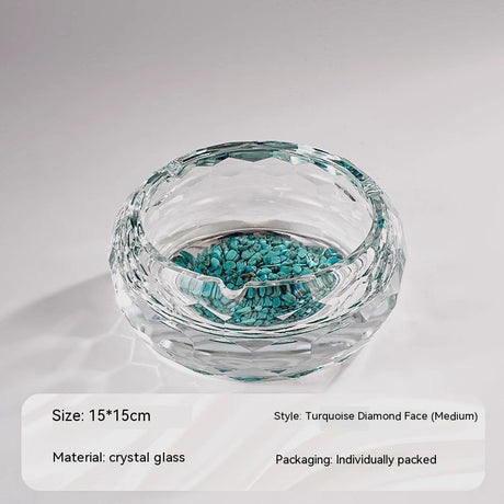 High-grade Turquoise Crystal Glass Ashtray