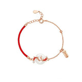 Landung Koi Hetian Jade Sicherheitsschnallen Armband S925 Sterling Silber Rotes Seil Jahr Lucky Perle