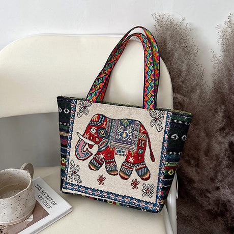 Ethnic Style Animal Three-dimensional Embroidered Canvas Handbag-13