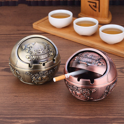 Creative Zinc Alloy Spherical Ashtray With Lid