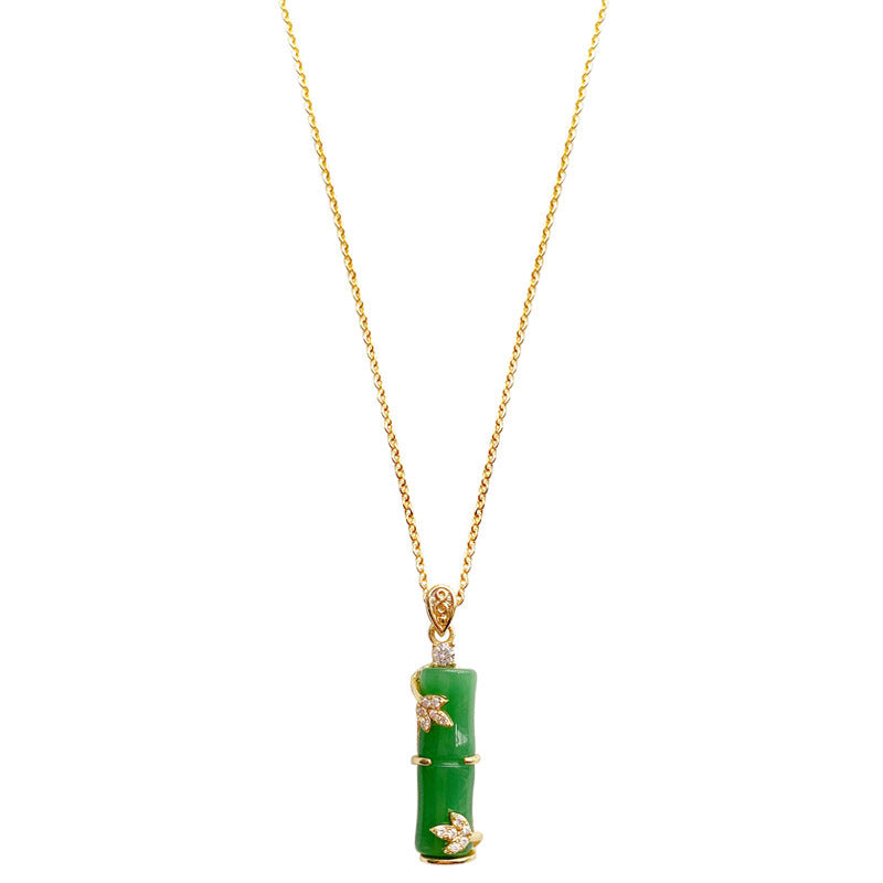 Fashion Jade Inlaid Bamboo Knot Necklace