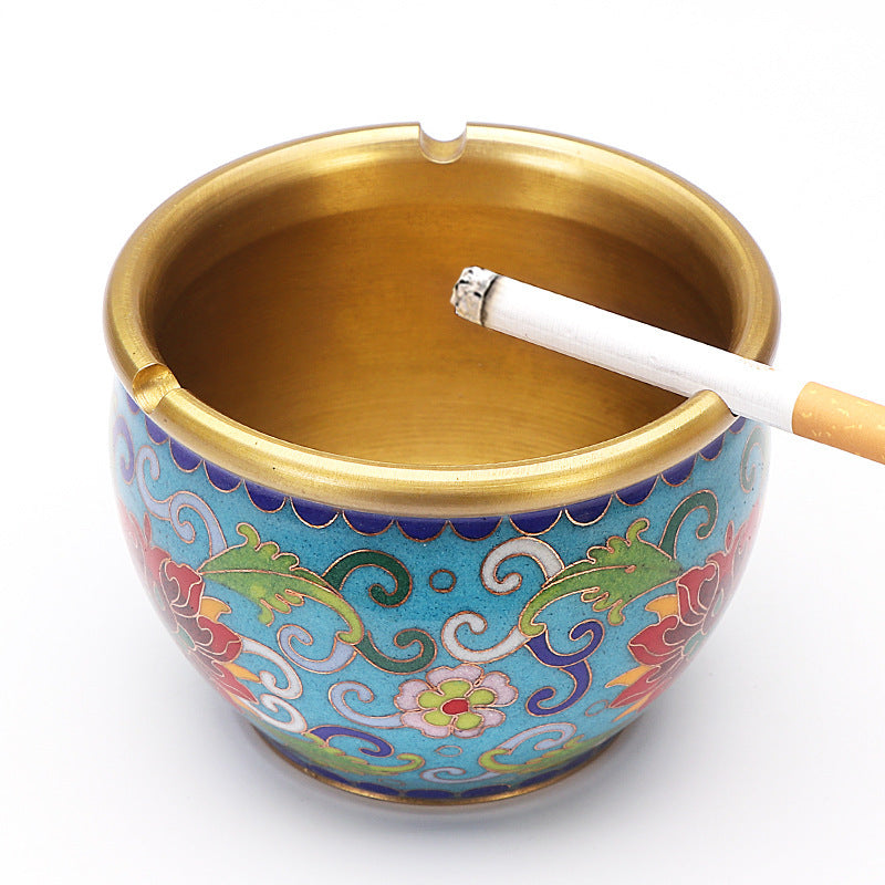 Enamel Color Pure Copper Ashtray Large Luxury Home Living Room Office