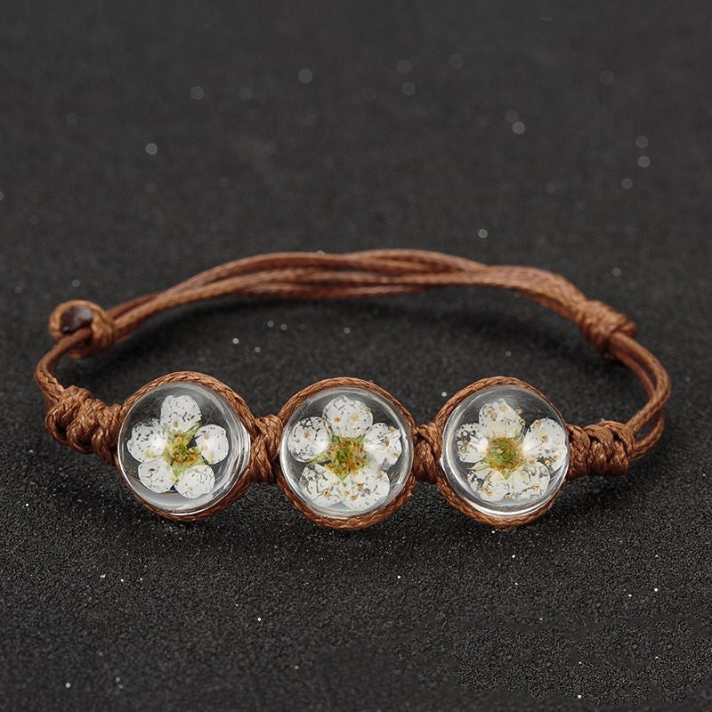 Getrocknete Blumenglaskugel Blume Zeit Juwelarmband