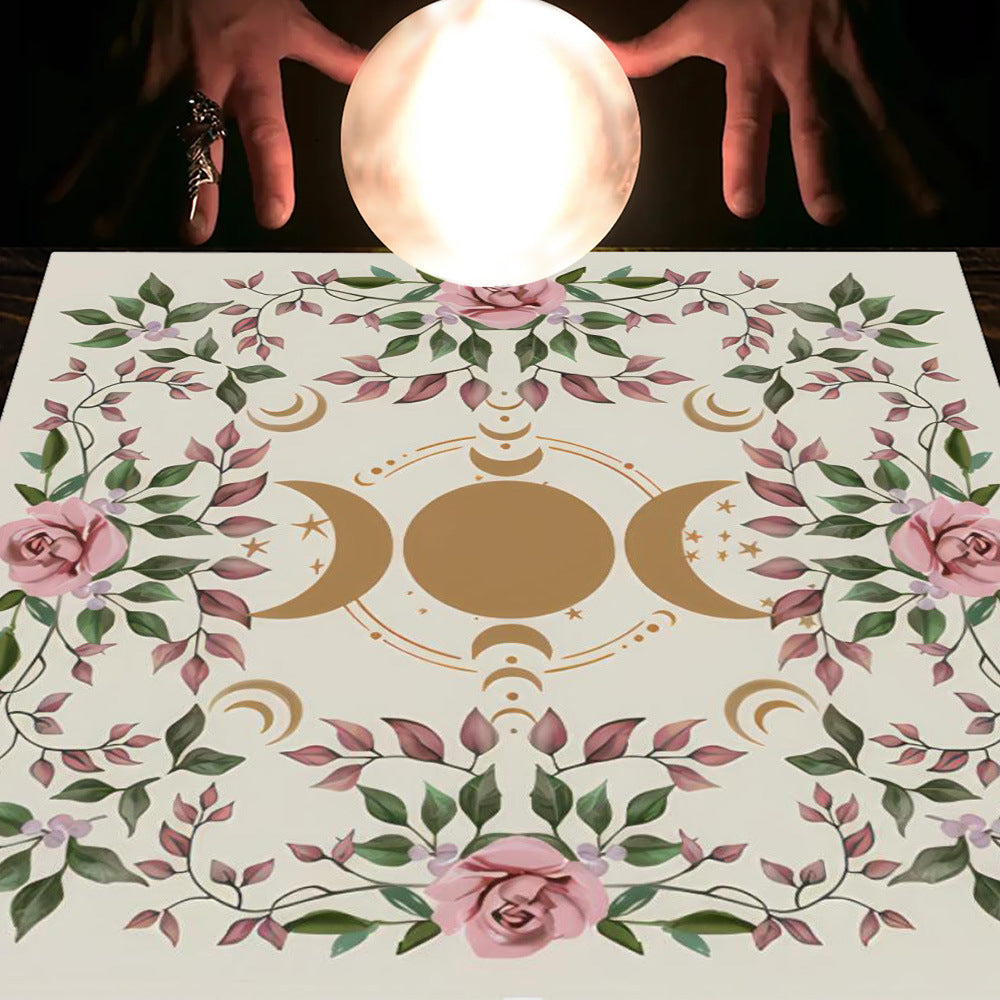 Tarot Table Cloth Moon Sun Lucky Tree Flannel Tablecloth-32