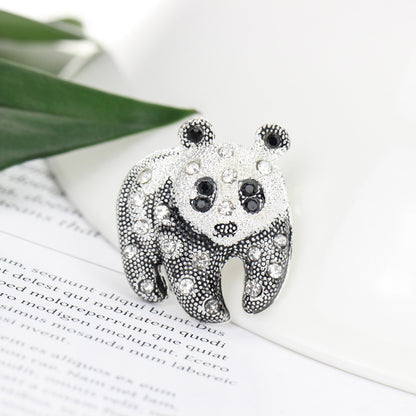 Diamond-studded Panda Brooch One-word Brooch Dress Accessories