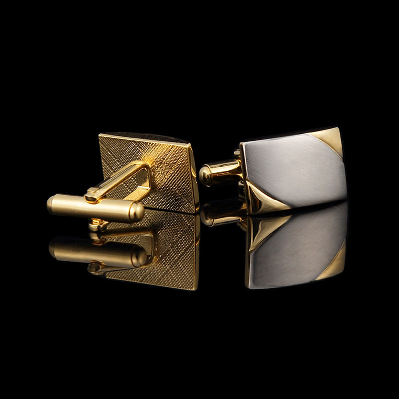 Gold two-tone brushed men's cufflinks