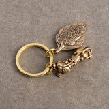 Brass One Leaf Makes Money Key Pendant Keychain