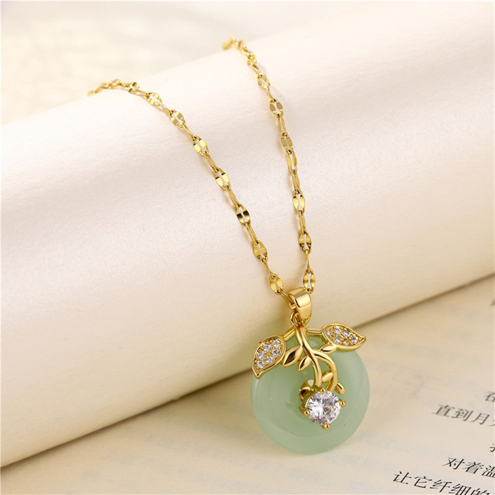 Women's Transparent Hetian Jade Safety Buckle Necklace