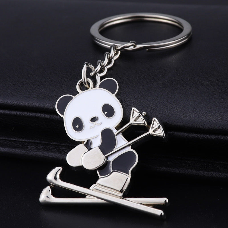 Ski Panda Keychain Creative National Treasure Panda Ski Anhänger Schlüsselkette