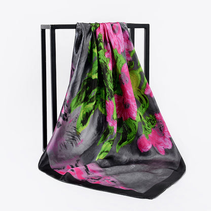 Silk Scarf Oil Painting Satin Square Scarf