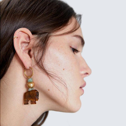 Fashion Creative Elephant Earrings Wood Earrings