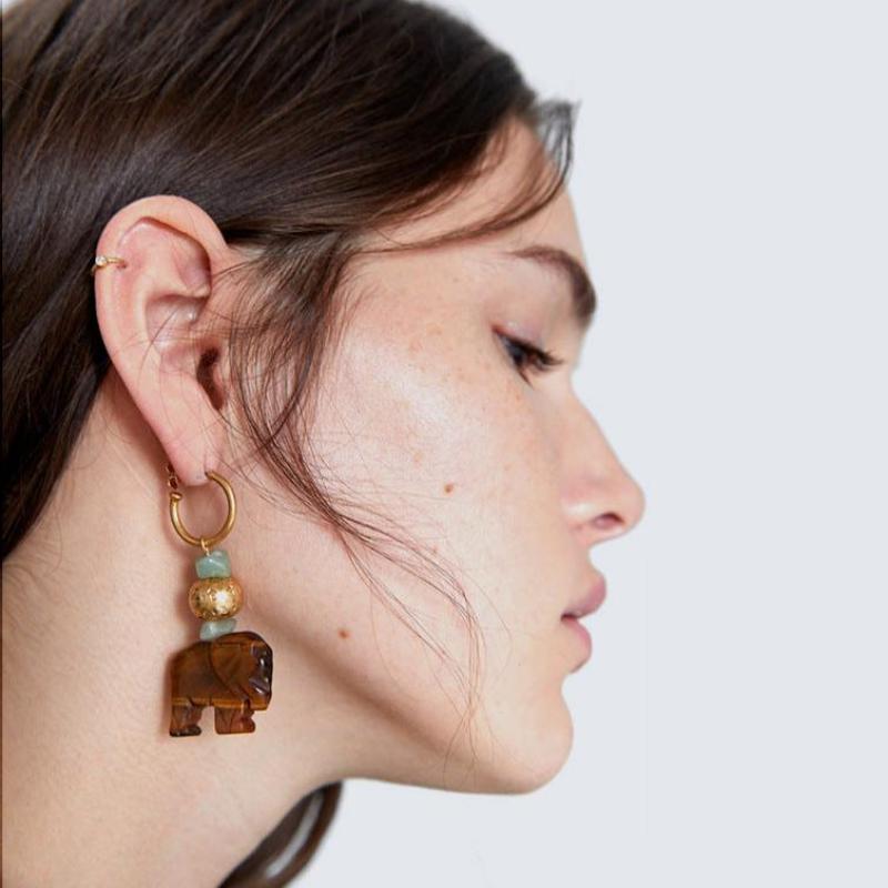 Fashion Creative Elephant Earrings Wood Earrings