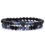 Volcanic Stone Frosted Agate Micro Zirconia Stretch Bracelet