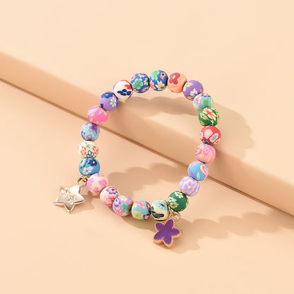 Suebito Bracelet Painted Flowers Suebito Bead Bracelet