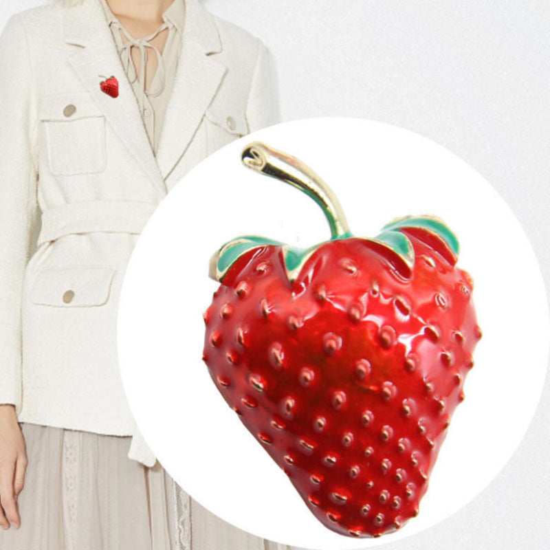 Enamel Oil Alloy Fruit Strawberry Brooch