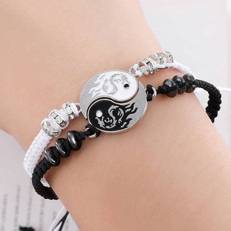 Chinese Style Retro Hand rope Tai Chi Double Dragon Bracelet-1