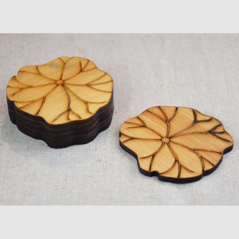 Bamboo Thick Tea Coasters Lotus Leaf Shape Heat Insulating Mats