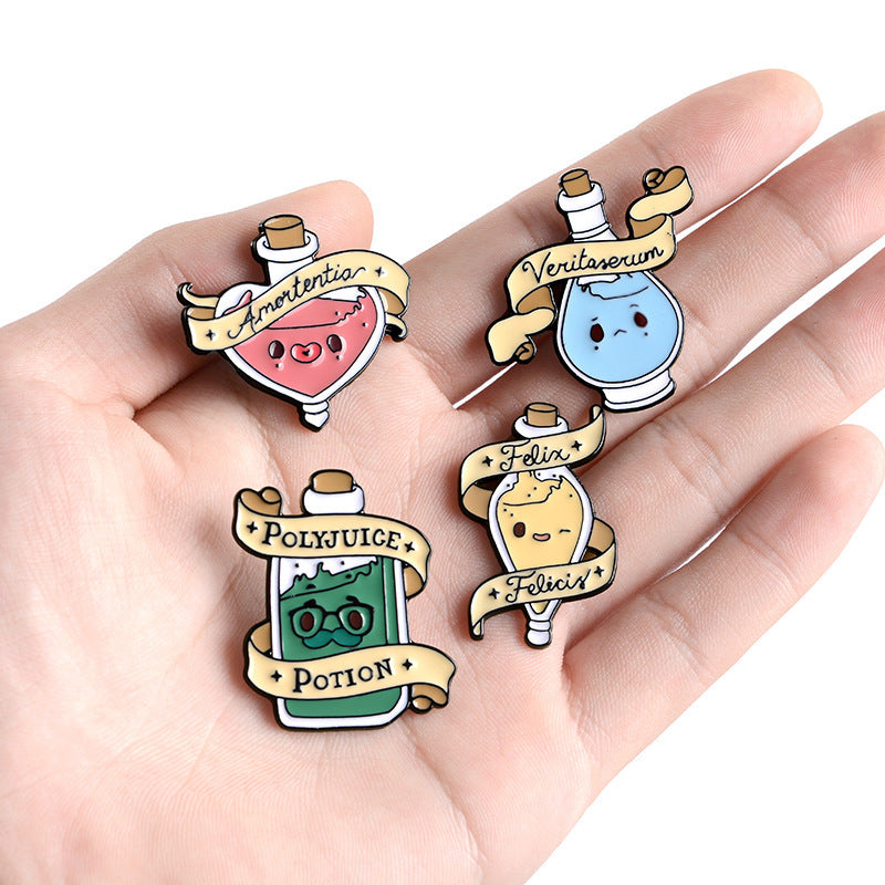 Enamel potion love brooch