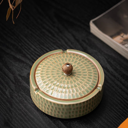 Ceramic Ashtray With Lid Household Office Chinese Style