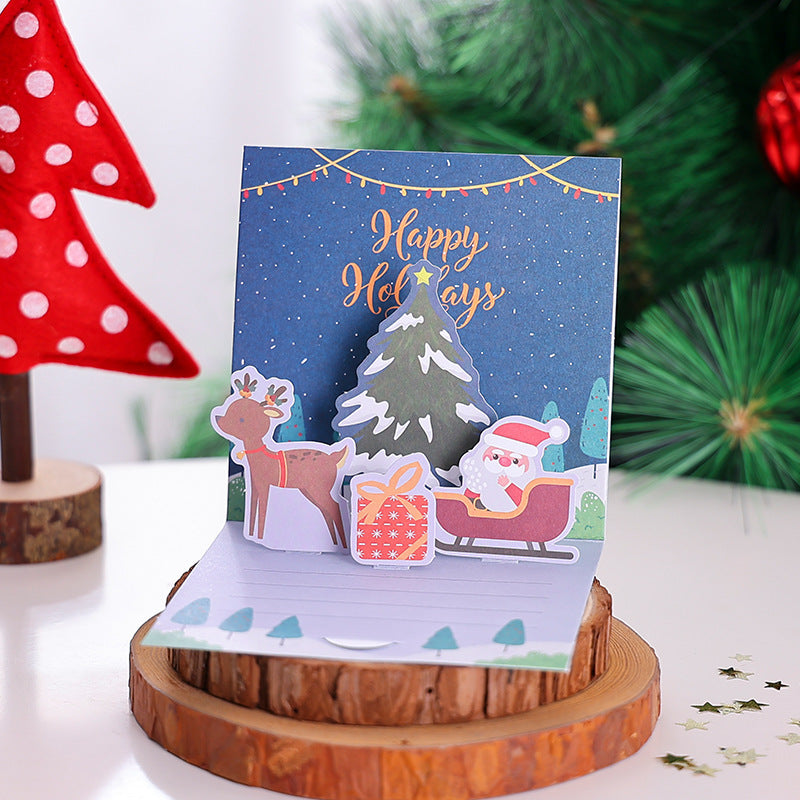 3D Christmas Stereoscopic Greeting Cards Thanksgiving Day Blessing