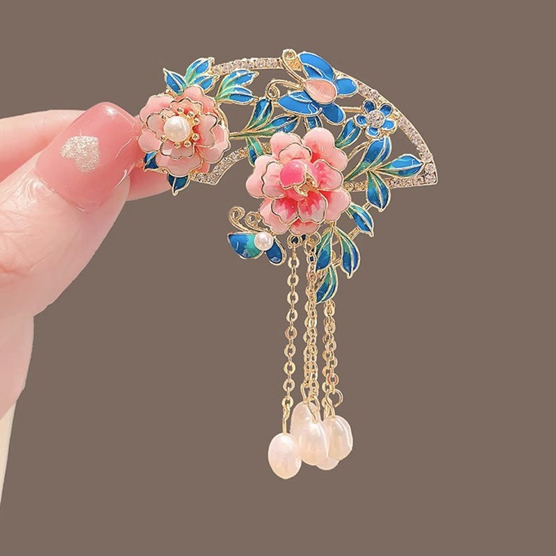 Silk Flower Peony Flower Vintage Brooch