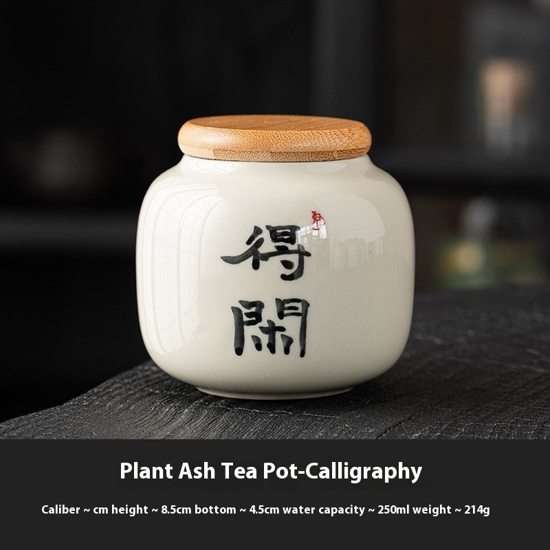 Chinese Calligraphy Tea Pot Ceramic Mini Tea Caddy