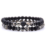 Volcanic Stone Frosted Agate Micro Zirconia Stretch Bracelet