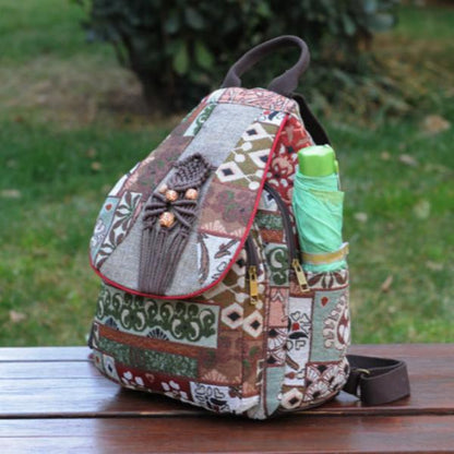 Ethnic style hand-woven backpack