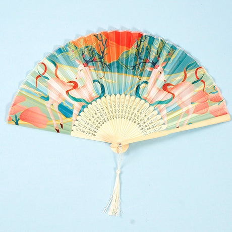 Chinese Style Women's Tasseled Portable Cheongsam Folding Fan-9