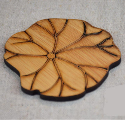 Bamboo Thick Tea Coasters Lotus Leaf Shape Heat Insulating Mats