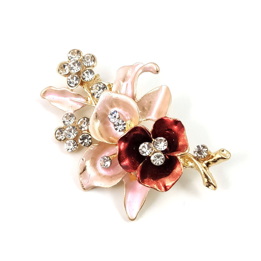 Diamond Flower Corsage Brooch Handmade Oil Drip Brooch Collar Pin