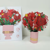 Creative 3D Red Rose Stereoscopic Greeting Cards