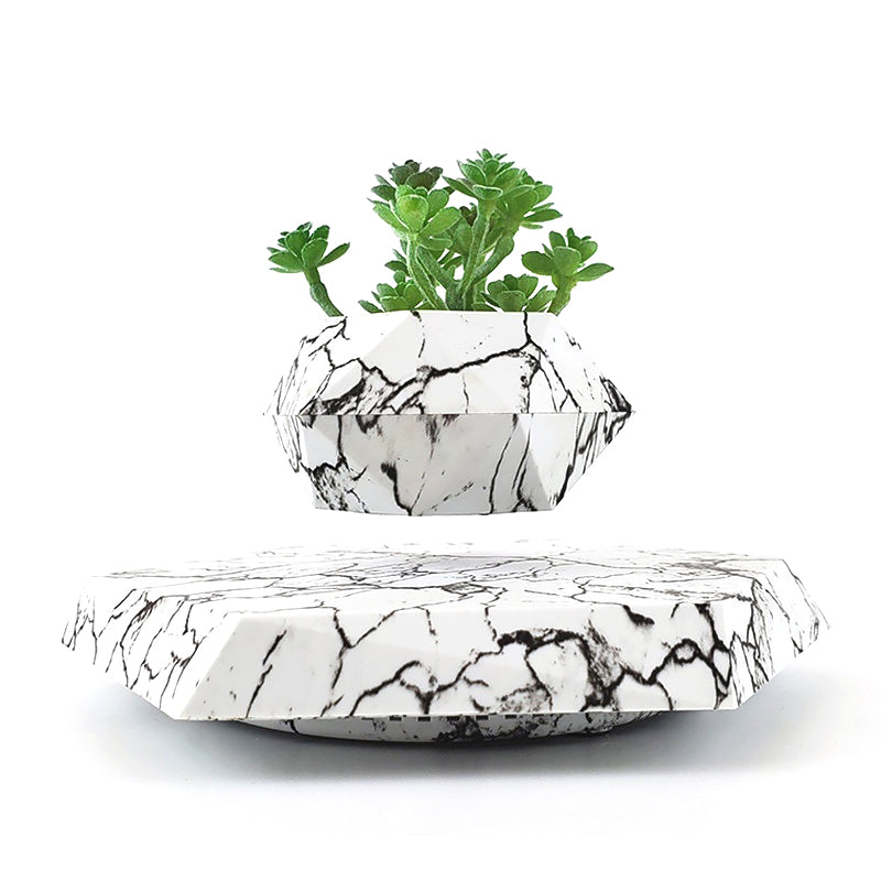 Magnetic Levitating Plant Pot Marble Color Bonsai Pot Office Home Decoration