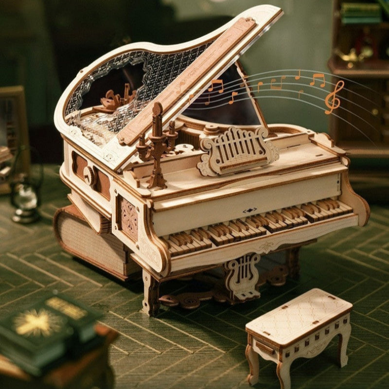 Wooden Piano Assembled Diy Three-dimensional Building Blocks Music Box