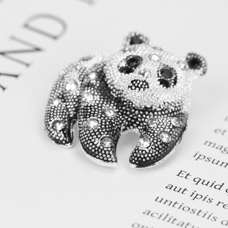 Mit Diamanten besetzte Panda-Brosche Ein-Wort-Brosche-Accessoires