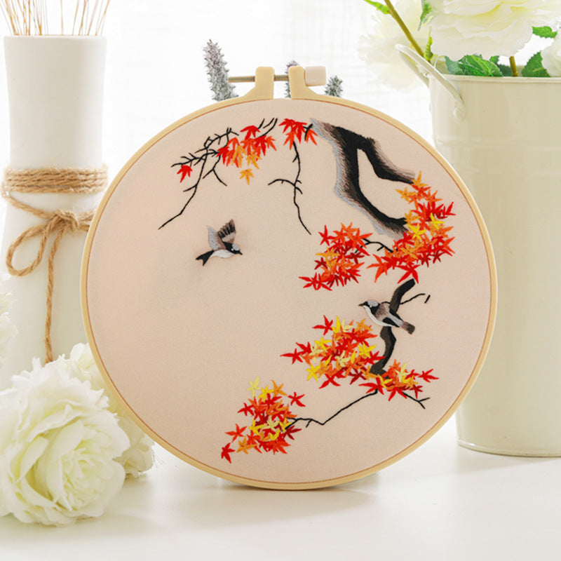 Chinese Style Flower and Bird Pattern Handmade Embroidery Material Kit-6