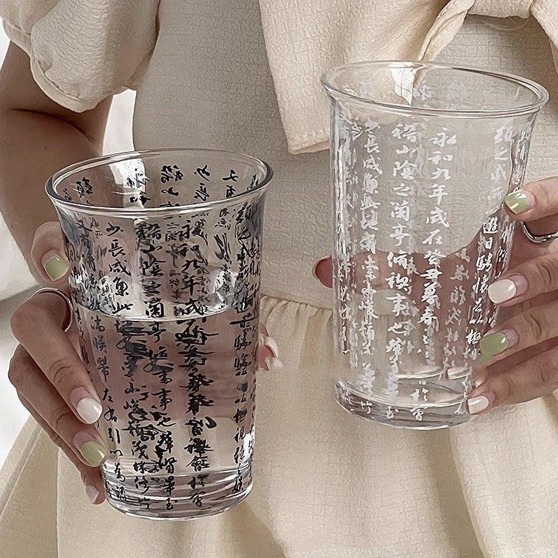 Chinese Style Fashion Famous Calligraphy Household Glass Cup-3