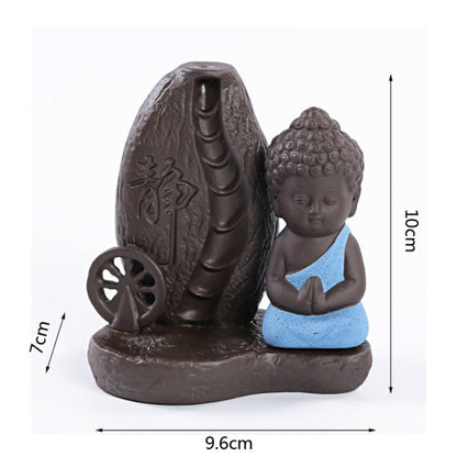 Tea Room Ornament Small Buddha Statue Backflow Incense Burner-5